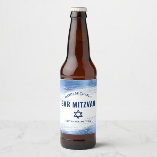 バー(ユダヤ教の)バル・ミツバーネイビーはっきりしたタイポグラフィブルーフォイルモダン ビールラベル (正面)