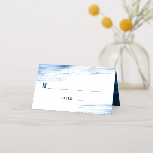 バー(ユダヤ教の)バル・ミツバーネイビータイポグラフィブルーフォイルはっきりしたモダン プレイスカード (正面)