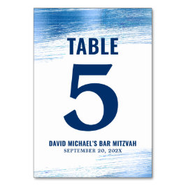 バー（ユダヤ教の）バル・ミツバーネイビータイポグラフィブルーフォイルモダンはっきりした テーブルナンバー