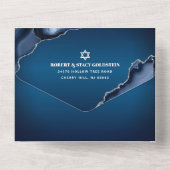 バー(ユダヤ教の)バル・ミツバーネイビーブルーグラデーションアゲートモダンスクリプト オールインワン招待状 (裏面)