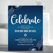 バー（ユダヤ教の）バル・ミツバーネイビーブルーグラデーションアゲートモダン脚本 エンクロージャーカード