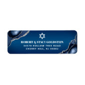 バー（ユダヤ教の）バル・ミツバーネイビーブルーグラデーションアゲート差出人住所 ラベル (正面)