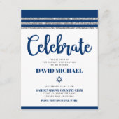 バー(ユダヤ教の)バル・ミツバーネイビーブルースクリプトシンプルタルリモダンット エンクロージャーカード (正面)