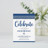 バー(ユダヤ教の)バル・ミツバーネイビーブルースクリプトシンプルタルリモダンット エンクロージャーカード (スタンド正面)