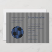 バー（ユダヤ教の）バル・ミツバーネイビーブルー&ブラックサッカーボール 招待状 (正面)