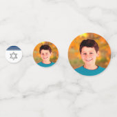 バー(ユダヤ教の)バル・ミツバーネイビーモダンブルーシルバータルライトスクリプト コンフェッティ (正面)