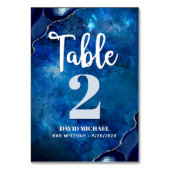 バー(ユダヤ教の)バル・ミツバーネイビー銀河系水彩瑪瑙スクリプト テーブルナンバー (正面)