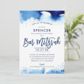 バー（ユダヤ教の）バル・ミツバーハンドレターブルー水色ヘブライ語 招待状 (スタンド正面)