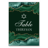 バー(ユダヤ教の)バル・ミツバーパーティーダークグリーン金ゴールドスターオブデイビッド テーブルナンバー (正面)