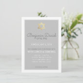 バー(ユダヤ教の)バル・ミツバーパーティー金ゴールドスターグレイ – ベンジャミンダニエル 招待状 (スタンド正面)