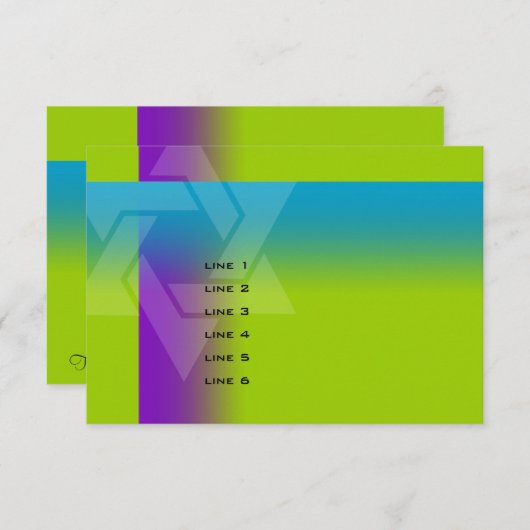 バー（ユダヤ教の）バル・ミツバーパープルとターコイズオン任意の色 カード (正面/裏面)