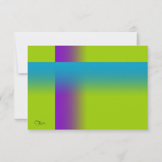 バー（ユダヤ教の）バル・ミツバーパープルとターコイズオン任意の色 出欠カード (裏面)