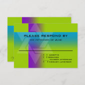 バー（ユダヤ教の）バル・ミツバーパープルとターコイズオン任意の色 出欠カード (正面/裏面)