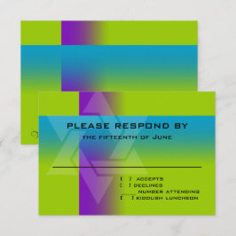 バー（ユダヤ教の）バル・ミツバーパープルとターコイズオン任意の色 出欠カード