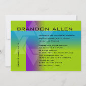 バー(ユダヤ教の)バル・ミツバーパープルとターコイズオン任意の色 招待状 (正面)