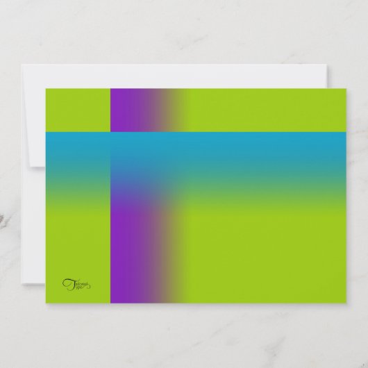 バー（ユダヤ教の）バル・ミツバーパープルとターコイズオン任意の色 招待状 (裏面)