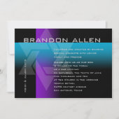 バー(ユダヤ教の)バル・ミツバーパープルとターコイズオン任意の色 招待状 (正面)