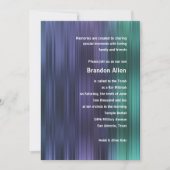 バー（ユダヤ教の）バル・ミツバーパープルグリーンブルーストライプズ 招待状 (正面)