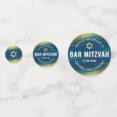 バー(ユダヤ教の)バル・ミツバーフォトはっきりしたターコイズモダンゴールドフォイル コンフェッティ (裏面)