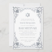 バー(ユダヤ教の)バル・ミツバーフォトフェイクシルバースタエレガントー 招待状 (正面)
