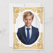 バー（ユダヤ教の）バル・ミツバーフォトフェイク金ゴールドスターヴィンテージ 招待状 (裏面)