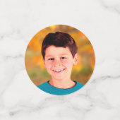 バー（ユダヤ教の）バル・ミツバーフォトモダンネイビータイポグラフィブルーフォイル コンフェッティ (スモール正面)