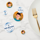 バー（ユダヤ教の）バル・ミツバーフォトモダンネイビータイポグラフィブルーフォイル コンフェッティ (グループ)