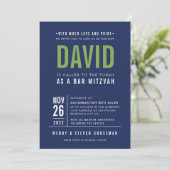 バー(ユダヤ教の)バル・ミツバーブはっきりしたロック型ネイビーブルー 招待状 (スタンド正面)