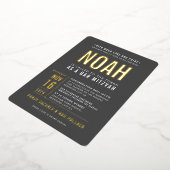 バー（ユダヤ教の）バル・ミツバーブモダンロック型グレイはっきりしたオレンジ 箔招待状 (回転した状態)