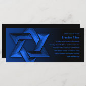 バー(ユダヤ教の)バル・ミツバーブラックアンドブルースターオブデイビッド 招待状 (正面/裏面)