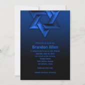 バー(ユダヤ教の)バル・ミツバーブラックアンドブルースターオブデイビッド 招待状 (正面)