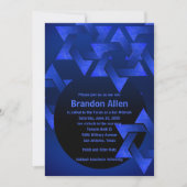 バー(ユダヤ教の)バル・ミツバーブラックアンドブルースターオブデイビッド 招待状 (正面)