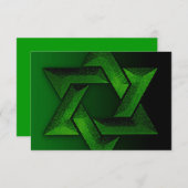 バー（ユダヤ教の）バル・ミツバーブラック&グリーンスターRSVP 出欠カード (正面/裏面)