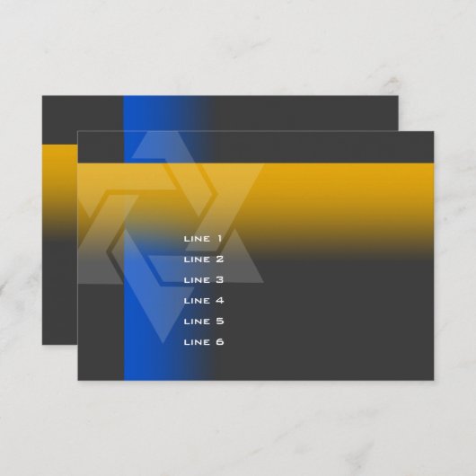 バー(ユダヤ教の)バル・ミツバーブルーとイエローオン任意の色 カード (正面/裏面)