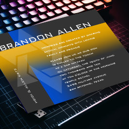 バー（ユダヤ教の）バル・ミツバーブルーとイエローオン任意の色 招待状