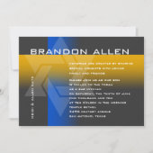 バー(ユダヤ教の)バル・ミツバーブルーとイエローオン任意の色 招待状 (正面)