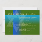 バー（ユダヤ教の）バル・ミツバーブルーとターコイズオン任意の色 招待状 (正面)