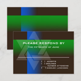 バー（ユダヤ教の）バル・ミツバーブルーと緑の色 出欠カード