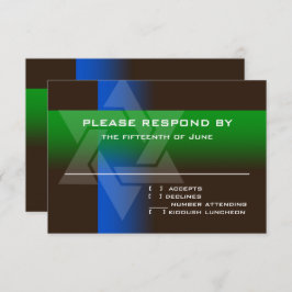 バー（ユダヤ教の）バル・ミツバーブルーと緑の色 出欠カード