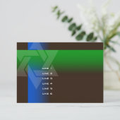 バー（ユダヤ教の）バル・ミツバーブルーと緑の色 招待状 (スタンド正面)