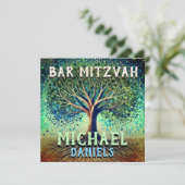 バー（ユダヤ教の）バル・ミツバーブルーアンドグリーンツリーオブライフ 招待状 (スタンド正面)