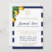 バー（ユダヤ教の）バル・ミツバーブルーストライプモダンフォトスターDavid 招待状 (正面)