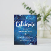 バー(ユダヤ教の)バル・ミツバーブルーモダンアゲート水のカラースクリプト エンクロージャーカード (スタンド正面)