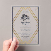 バー（ユダヤ教の）バル・ミツバーブルー金ゴールドラグジュアリーミニマル アクリル招待状 (インサイチュ (ポータブル))