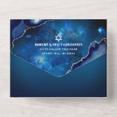 バー(ユダヤ教の)バル・ミツバーブルー銀河系アゲートウォーターカラースクリプト オールインワン招待状 (裏面)