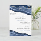 バー(ユダヤ教の)バル・ミツバーブルー&シルバー縁どアゲモダンテ 招待状 (スタンド正面)