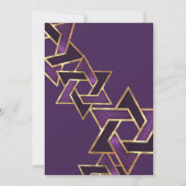 バー(ユダヤ教の)バル・ミツバープラムパープル金ゴールドスターオブデイビッド 招待状 (裏面)