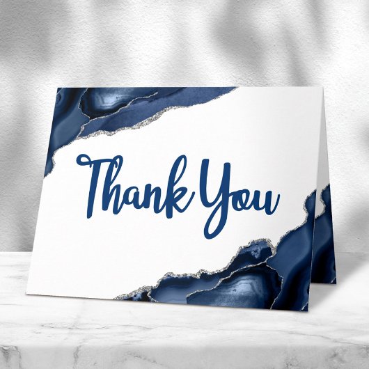 バー(ユダヤ教の)バル・ミツバーミニマルネイビーブルー瑪瑙スクリプ空白のト サンキューカード