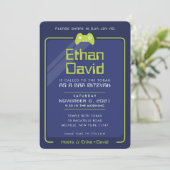 バー（ユダヤ教の）バル・ミツバーモダンゲームはネイビーライムグリーンを制御 招待状 (スタンド正面)