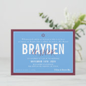 バー（ユダヤ教の）バル・ミツバーモダンサッカーブルーマルーンELLINA 招待状 (スタンド正面)